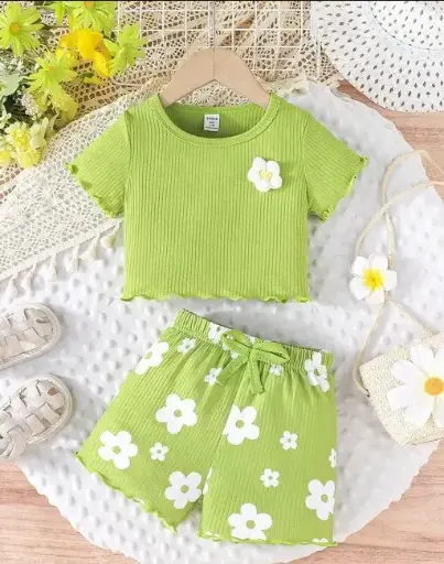 Floral Top and Shorts Set for Girls